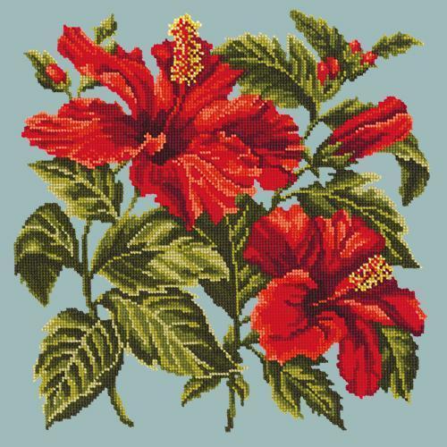 Hibiscus Needlepoint Kit Elizabeth Bradley Design Pale Blue 