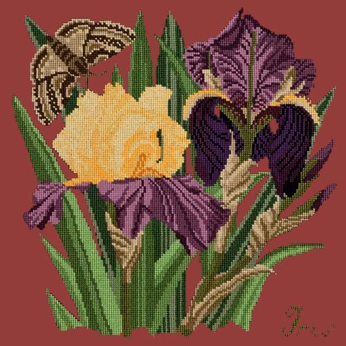 Iris Needlepoint Kit Elizabeth Bradley Design Dark Red 