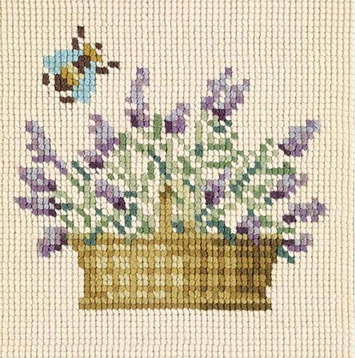 Lavender Basket Mini Kit Needlepoint Kit Elizabeth Bradley Design 