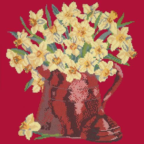 Narcissi Pot Needlepoint Kit Elizabeth Bradley Design Bright Red 