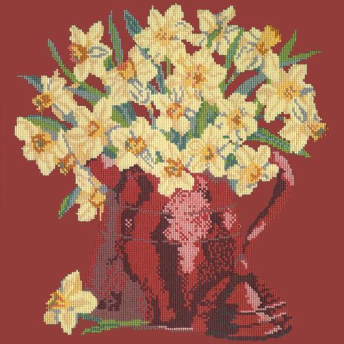 Narcissi Pot Needlepoint Kit Elizabeth Bradley Design Dark Red 