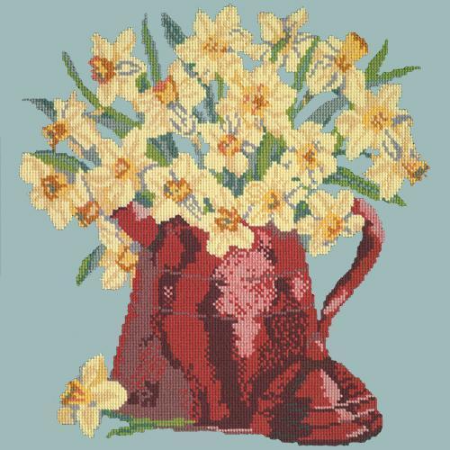 Narcissi Pot Needlepoint Kit Elizabeth Bradley Design Pale Blue 