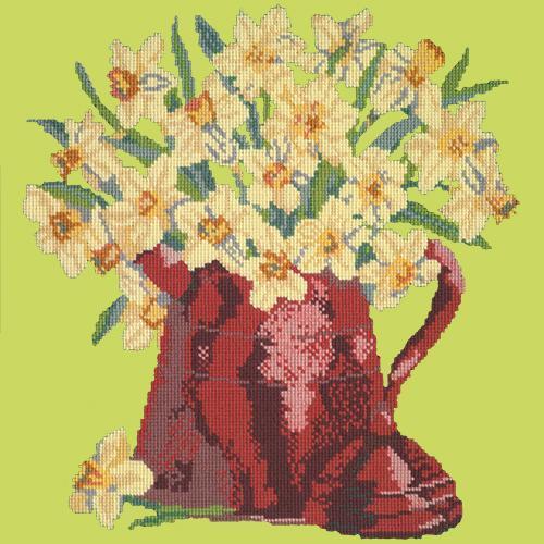 Narcissi Pot Needlepoint Kit Elizabeth Bradley Design Pale Lime 