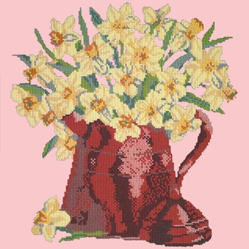 Narcissi Pot Needlepoint Kit Elizabeth Bradley Design Pale Rose 