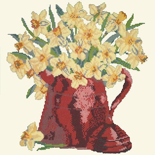 Narcissi Pot Needlepoint Kit Elizabeth Bradley Design Winter White 