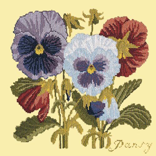 Pansy Needlepoint Kit Elizabeth Bradley Design Butter Yellow 