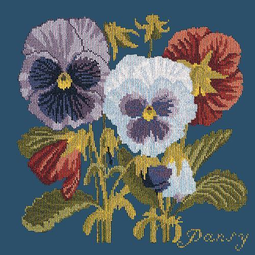 Pansy Needlepoint Kit Elizabeth Bradley Design Dark Blue 