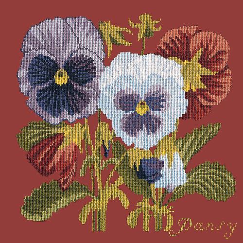 Pansy Needlepoint Kit Elizabeth Bradley Design Dark Red 