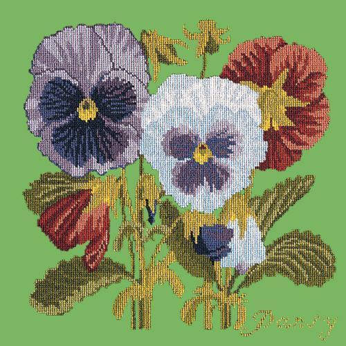 Pansy Needlepoint Kit Elizabeth Bradley Design Grass Green 