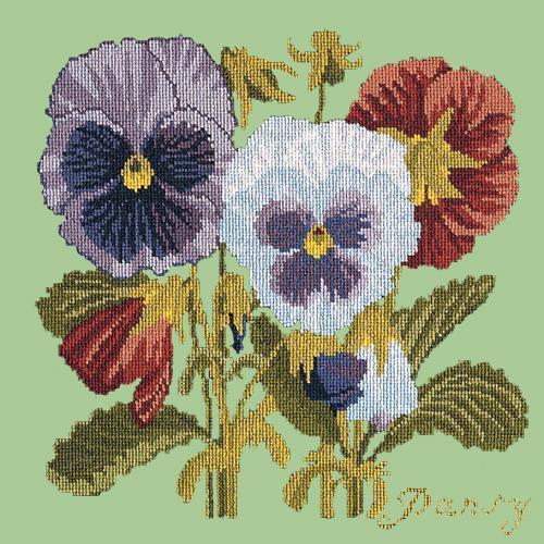 Pansy Needlepoint Kit Elizabeth Bradley Design Pale Green 