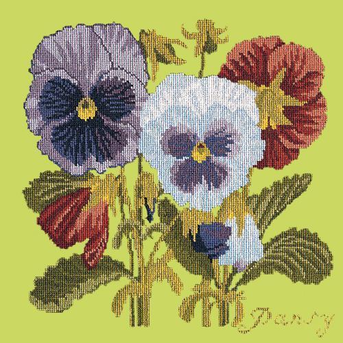 Pansy Needlepoint Kit Elizabeth Bradley Design Pale Lime 