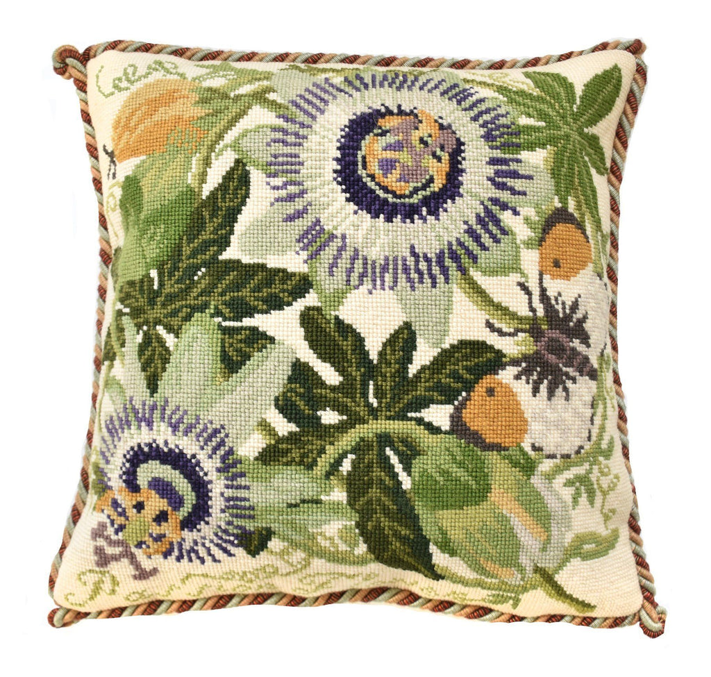 Passion Flower Needlepoint Kit Elizabeth Bradley Design Cream 