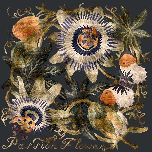 Passion Flower Needlepoint Kit Elizabeth Bradley Design Black 