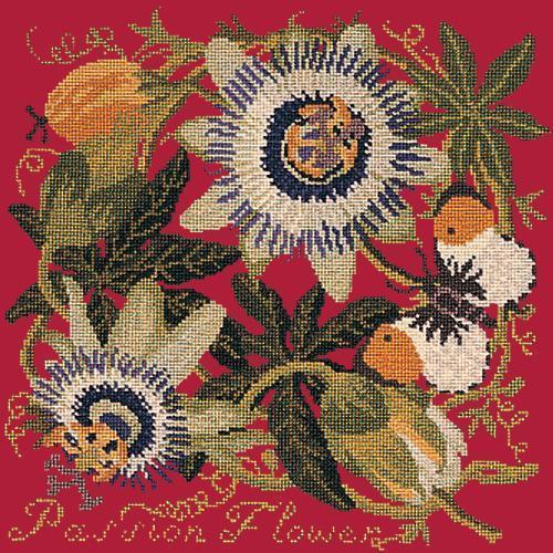 Passion Flower Needlepoint Kit Elizabeth Bradley Design Bright Red 