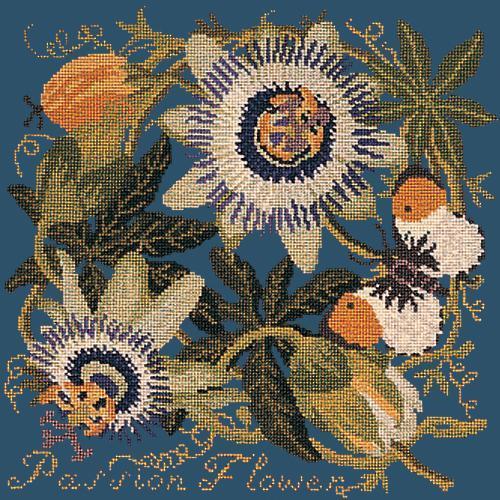 Passion Flower Needlepoint Kit Elizabeth Bradley Design Dark Blue 