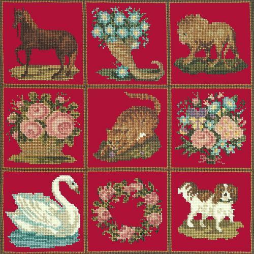 Patchwork Pieces Needlepoint Kit Elizabeth Bradley Design Bright Red 