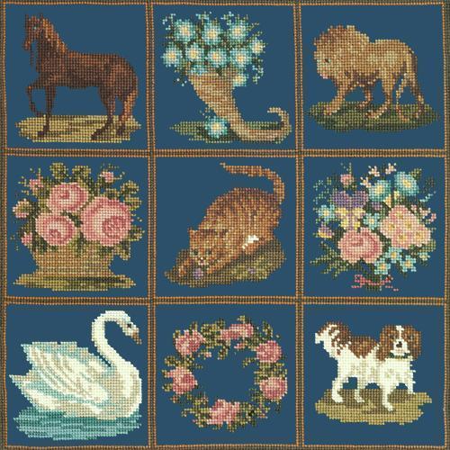 Patchwork Pieces Needlepoint Kit Elizabeth Bradley Design Dark Blue 