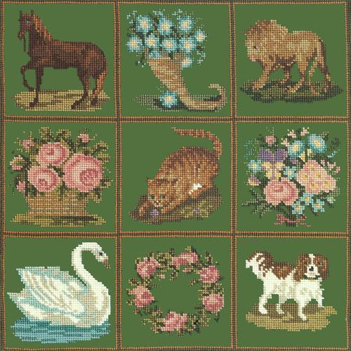 Patchwork Pieces Needlepoint Kit Elizabeth Bradley Design Dark Green 