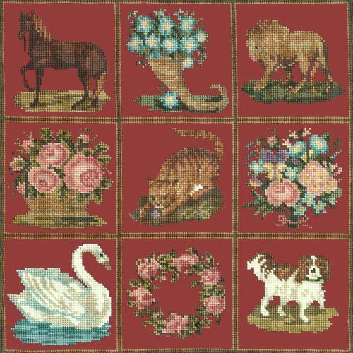 Patchwork Pieces Needlepoint Kit Elizabeth Bradley Design Dark Red 