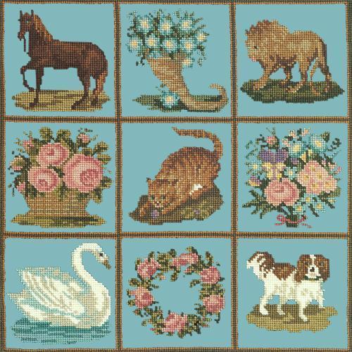 Patchwork Pieces Needlepoint Kit Elizabeth Bradley Design Duck Egg Blue 