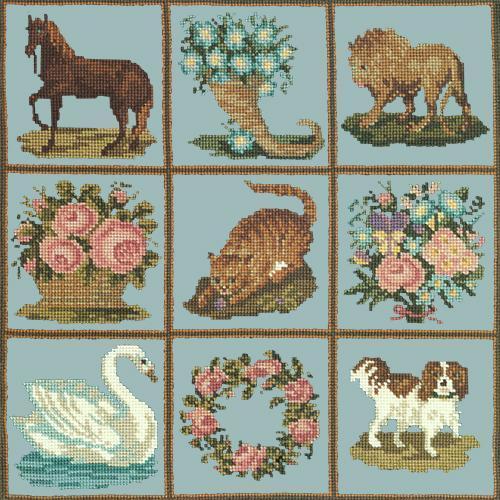 Patchwork Pieces Needlepoint Kit Elizabeth Bradley Design Pale Blue 