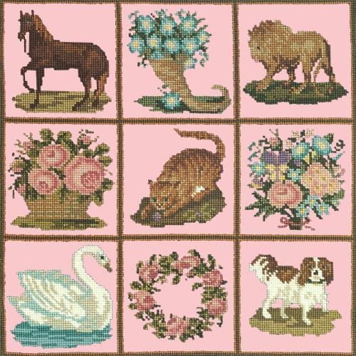 Patchwork Pieces Needlepoint Kit Elizabeth Bradley Design Pale Rose 