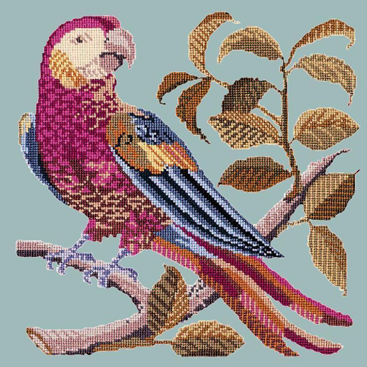 Pete the Parrot Needlepoint Kit Elizabeth Bradley Design Pale Blue 