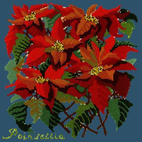 Poinsettia Needlepoint Kit Elizabeth Bradley Design Dark Blue 