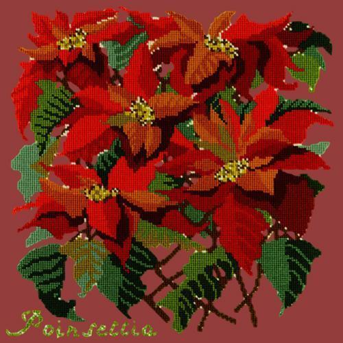 Poinsettia Needlepoint Kit Elizabeth Bradley Design Dark Red 