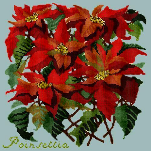 Poinsettia Needlepoint Kit Elizabeth Bradley Design Pale Blue 