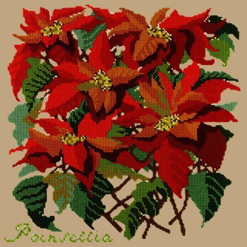 Poinsettia Needlepoint Kit Elizabeth Bradley Design Sand 