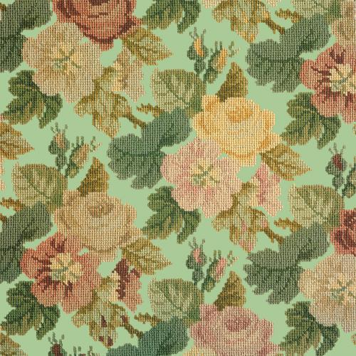 Repeating Roses Needlepoint Kit Elizabeth Bradley Design Pale Green 