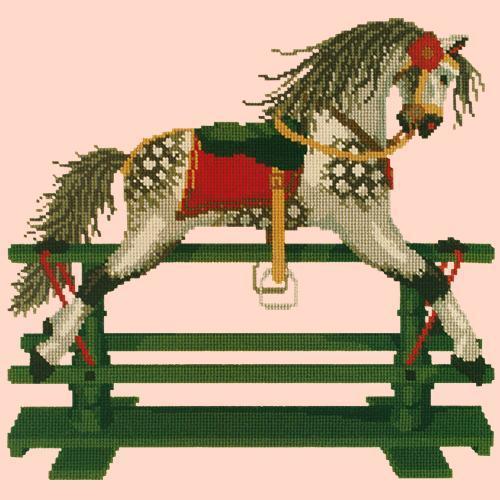 Rocking Horse Needlepoint Kit Elizabeth Bradley Design Salmon Pink 