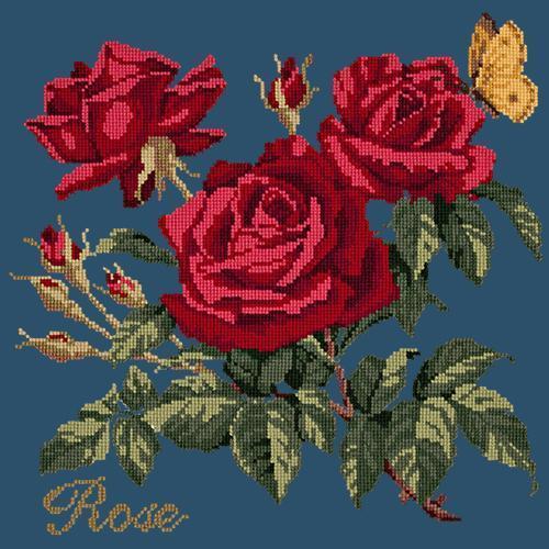 Rose Needlepoint Kit Elizabeth Bradley Design Dark Blue 