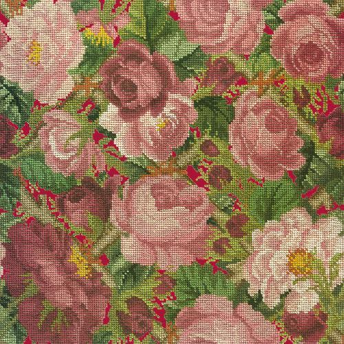 Rose Trellis Needlepoint Kit Elizabeth Bradley Design Bright Red 