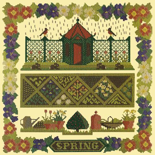 Spring Sampler Needlepoint Kit Elizabeth Bradley Design Butter Yellow 