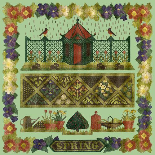 Spring Sampler Needlepoint Kit Elizabeth Bradley Design Pale Green 