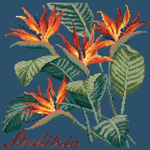 Strelitzia Needlepoint Kit Elizabeth Bradley Design Dark Blue 