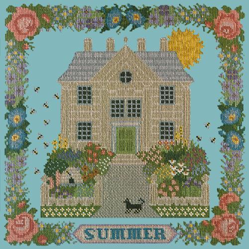 Summer Sampler Needlepoint Kit Elizabeth Bradley Design Duck Egg Blue 