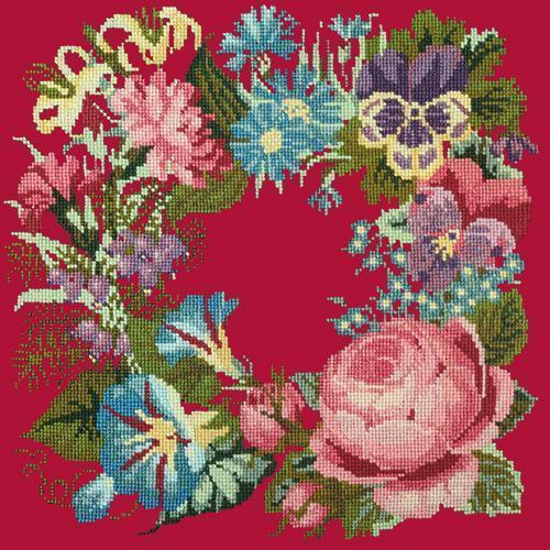 Summer Wreath Needlepoint Kit Elizabeth Bradley Design Bright Red 