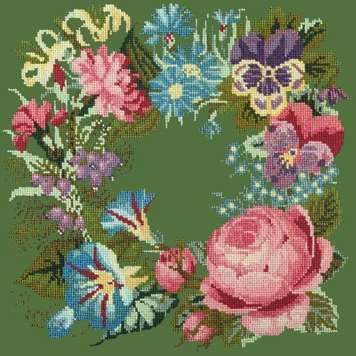 Summer Wreath Needlepoint Kit Elizabeth Bradley Design Dark Green 