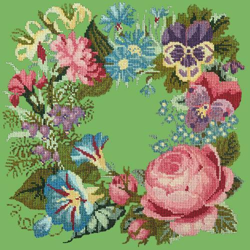 Summer Wreath Needlepoint Kit Elizabeth Bradley Design Grass Green 