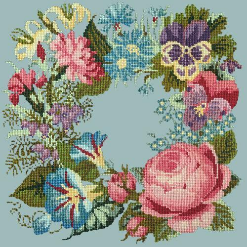 Summer Wreath Needlepoint Kit Elizabeth Bradley Design Pale Blue 