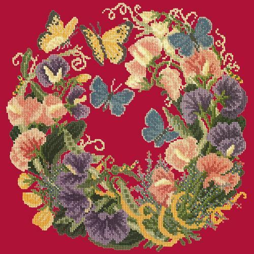 Sweetpeas Needlepoint Kit Elizabeth Bradley Design Bright Red 