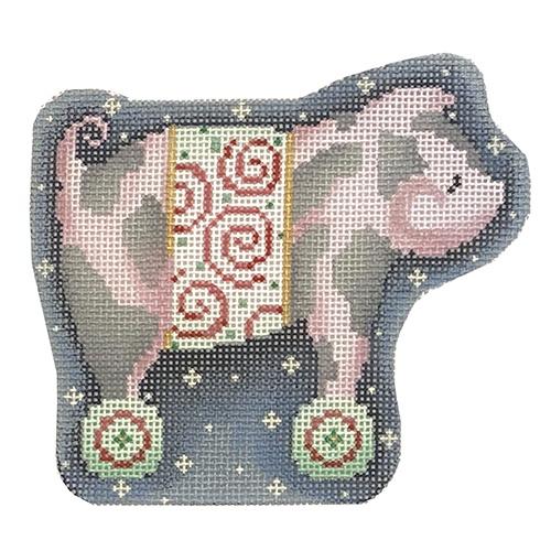 AT CT2076 - Swirls Pig on Wheels Ornament