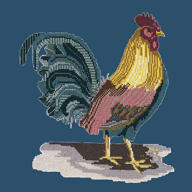 The Cockerel Needlepoint Kit Elizabeth Bradley Design Dark Blue 