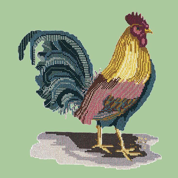 The Cockerel Needlepoint Kit Elizabeth Bradley Design Pale Green 