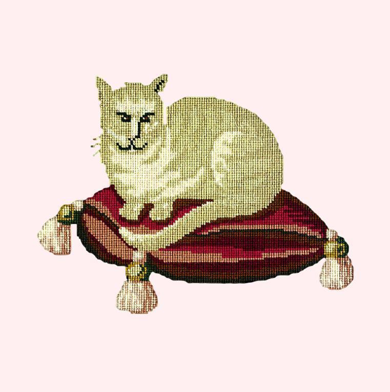 The Cream Cat Needlepoint Kit Elizabeth Bradley Design Cream 