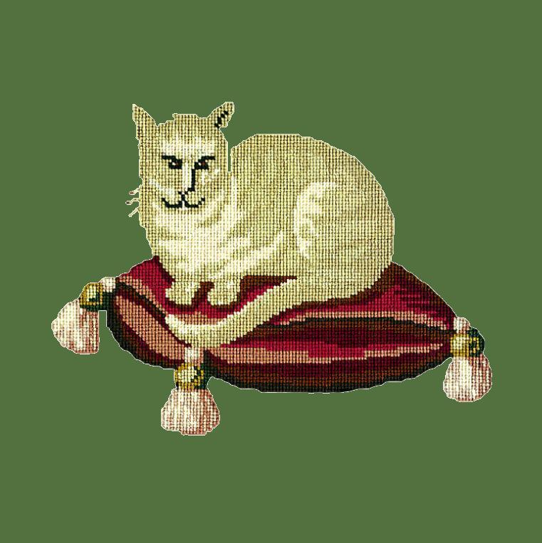 The Cream Cat Needlepoint Kit Elizabeth Bradley Design Dark Green 