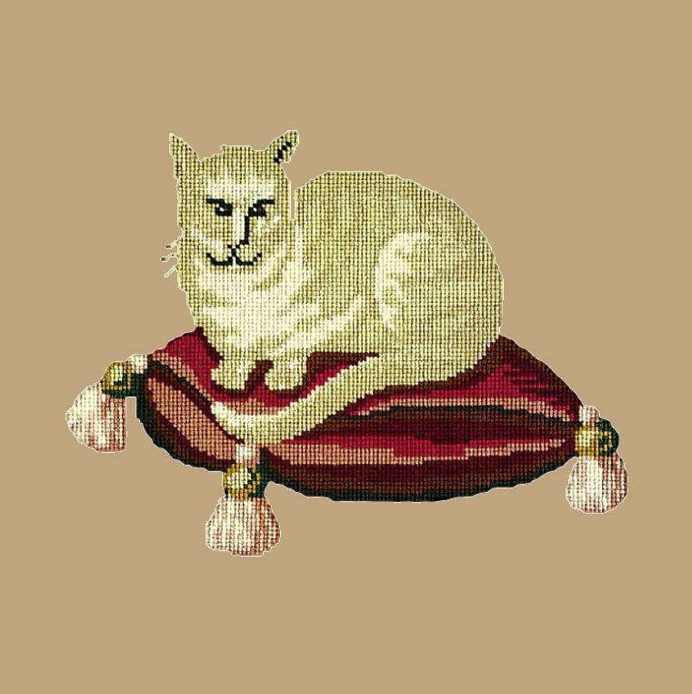 The Cream Cat Needlepoint Kit Elizabeth Bradley Design Sand 